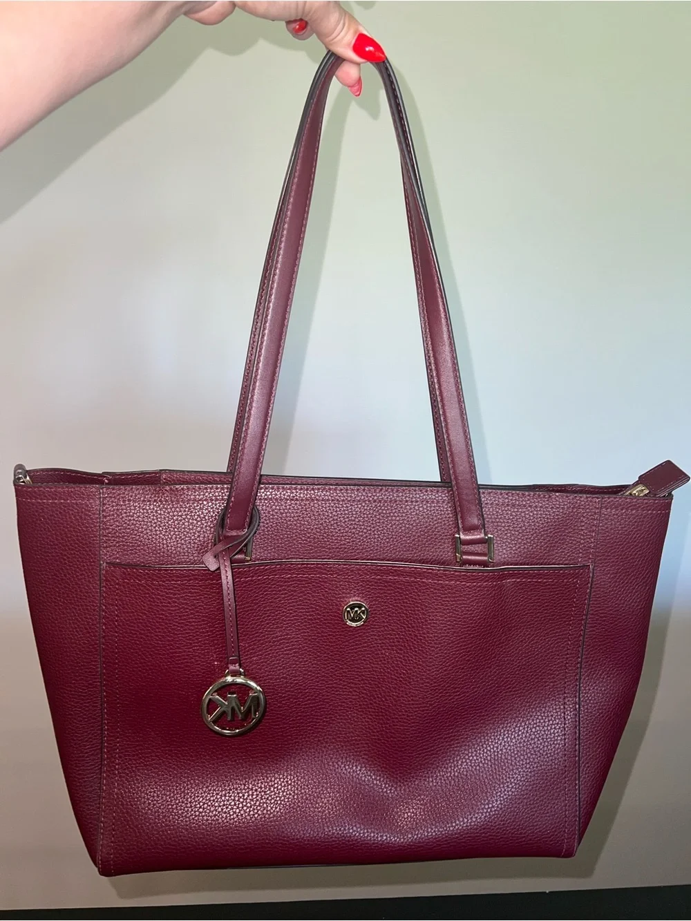 Michael Kors Maroon Structured Tote with Matching Pouches - Picture 3 of 12